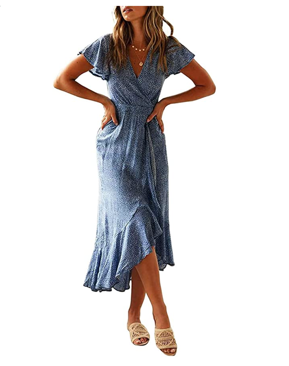 Floral Wrap Midi Dress
