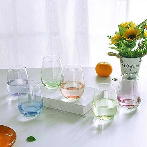 Colored Stemless Wine Glass Set