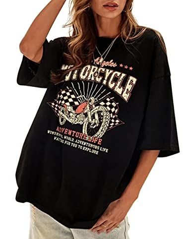 Vintage Motorcycle Print Graphic Short Sleeve T-Shirt