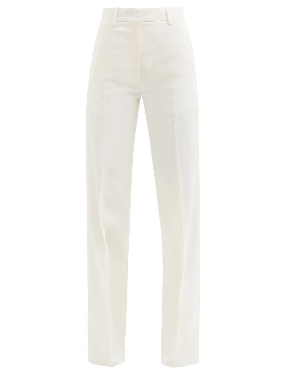 Pintucked Wool Tailored Trousers