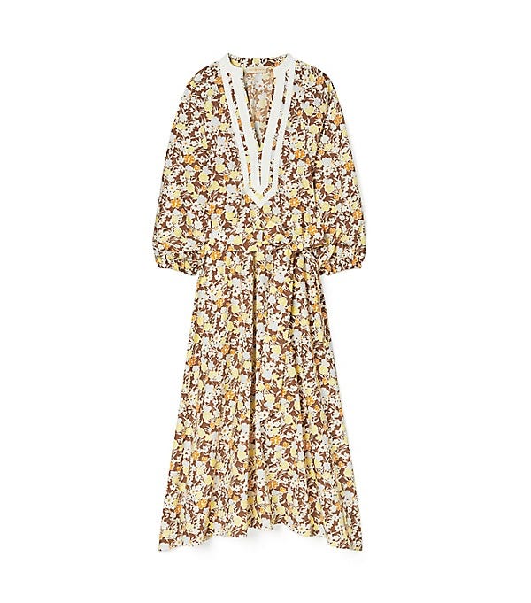 Printed Puffed-Sleeve Tunic Dress