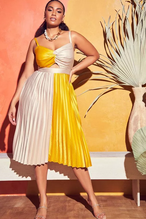 Melissa Mercedes x ELOQUII Colorblocked Dress