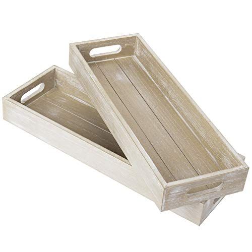 Rustic White Wood Serving Trays