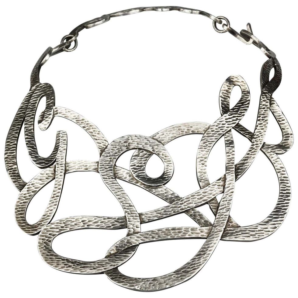 Yves Saint Laurent Silver Rigid Choker Necklace