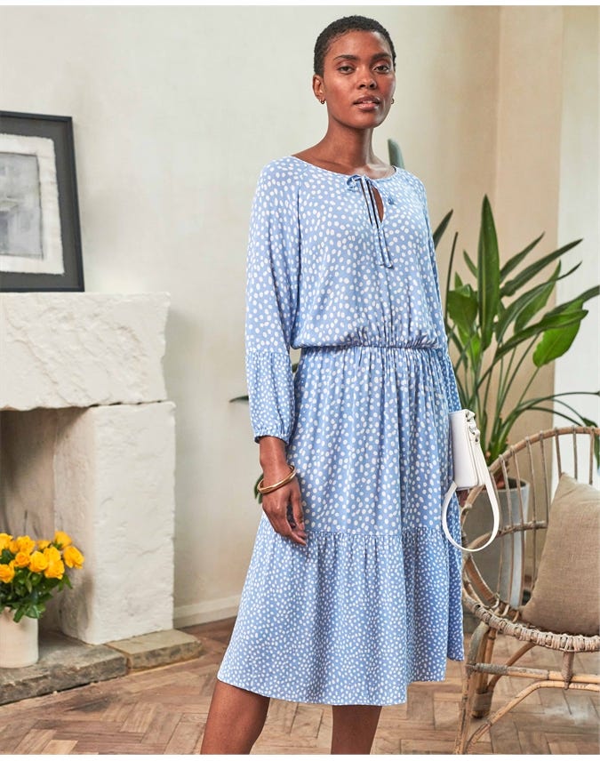 Tie Neck Midi Dress