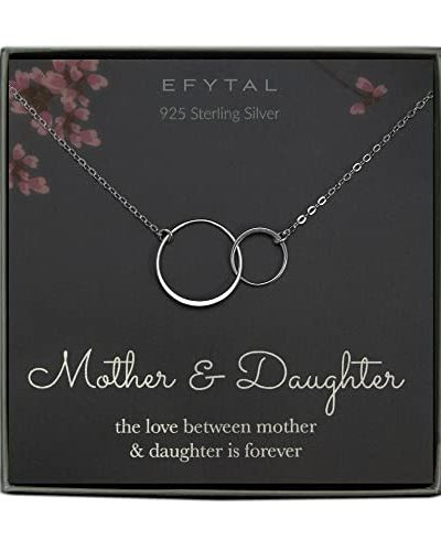 Two Interlocking Infinity Circles Mother-Daughter Necklace