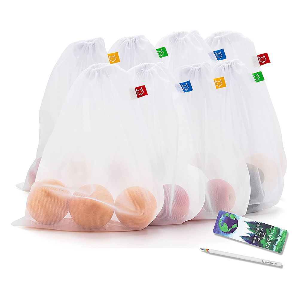 Sumnacon 6 Pcs Reusable Produce Storage Bags Washable Mesh Bag Grocery Shopping Bag for Fruit/Vegetable 3 Various Sizes 