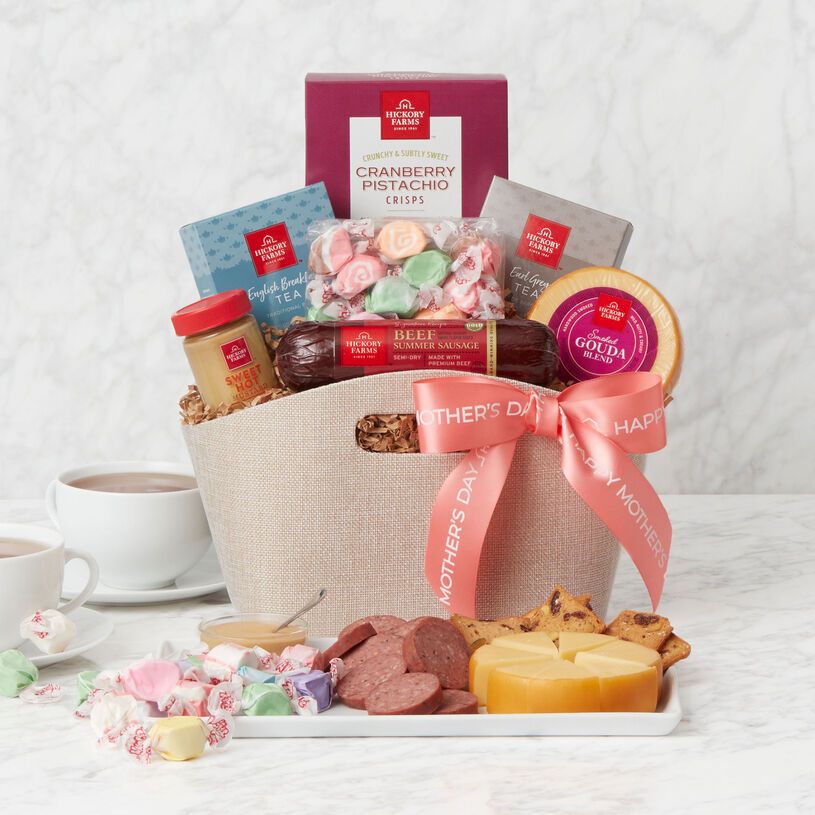 Mother's Day Gift Box-Basket Wrapped Purple Bow & Card & 1/2 Lb Candy Or  Cookies | eBay