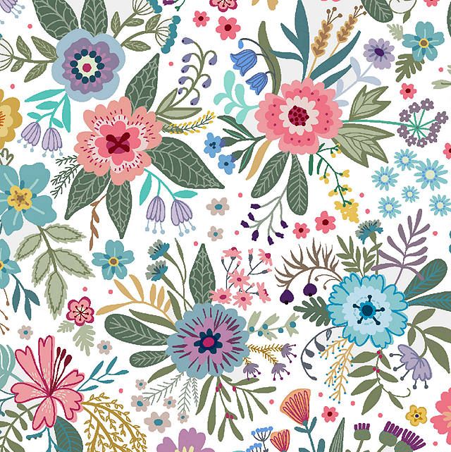 John Lewis Vintage Ditsy Floral Print Fabric, Multi