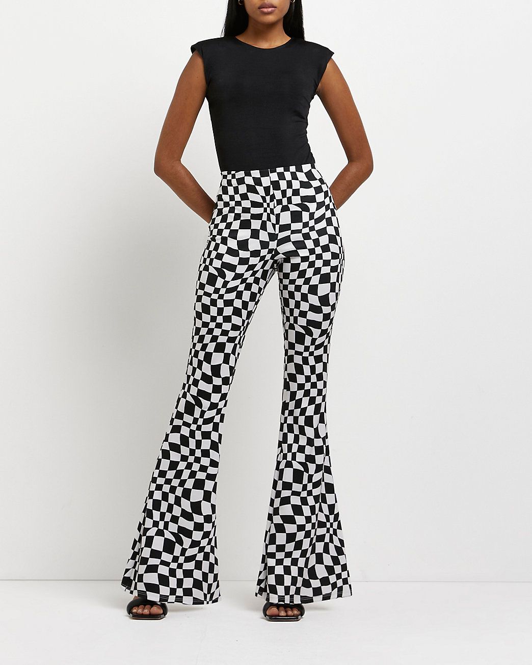 Buy FABALLEY Solid Polyester Blend Regular Fit Womens Flared Trousers   Shoppers Stop