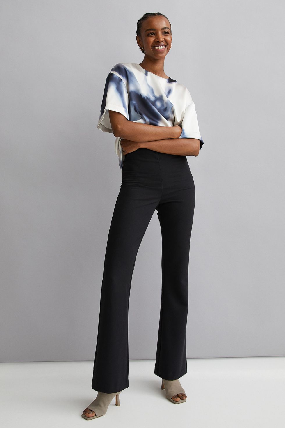 Black High Rise Ribbed Flared Pants, Street Style Store