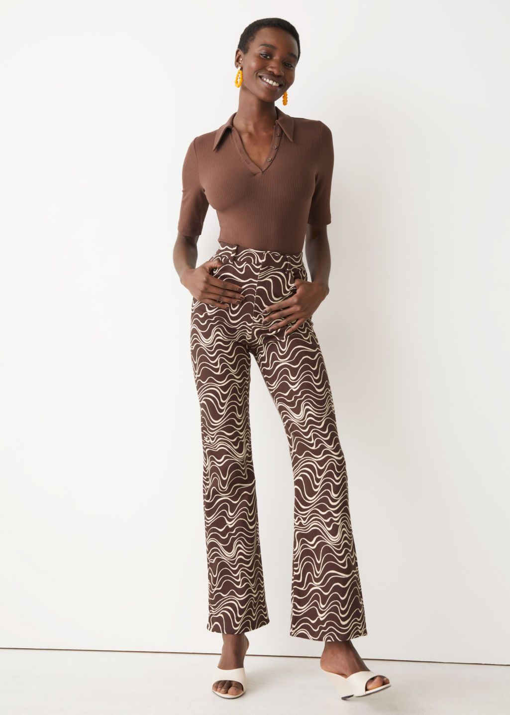 Noisy May Brown Leopard Print Flared Trousers  New Look