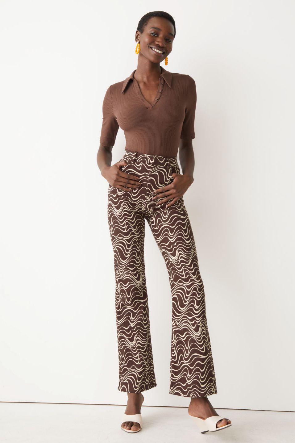 Flared Velvet Trousers - Black - Flared Trousers - & Other Stories