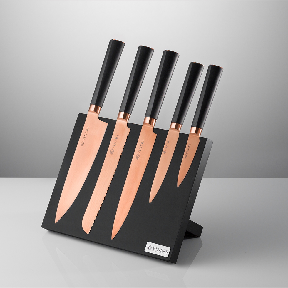 Viners Titan Copper 6 Piece Knife Block Gift Box 