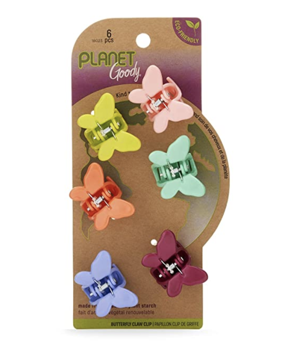 Bio-Plastic Mini Butterfly Clips, 6 Count, Assorted