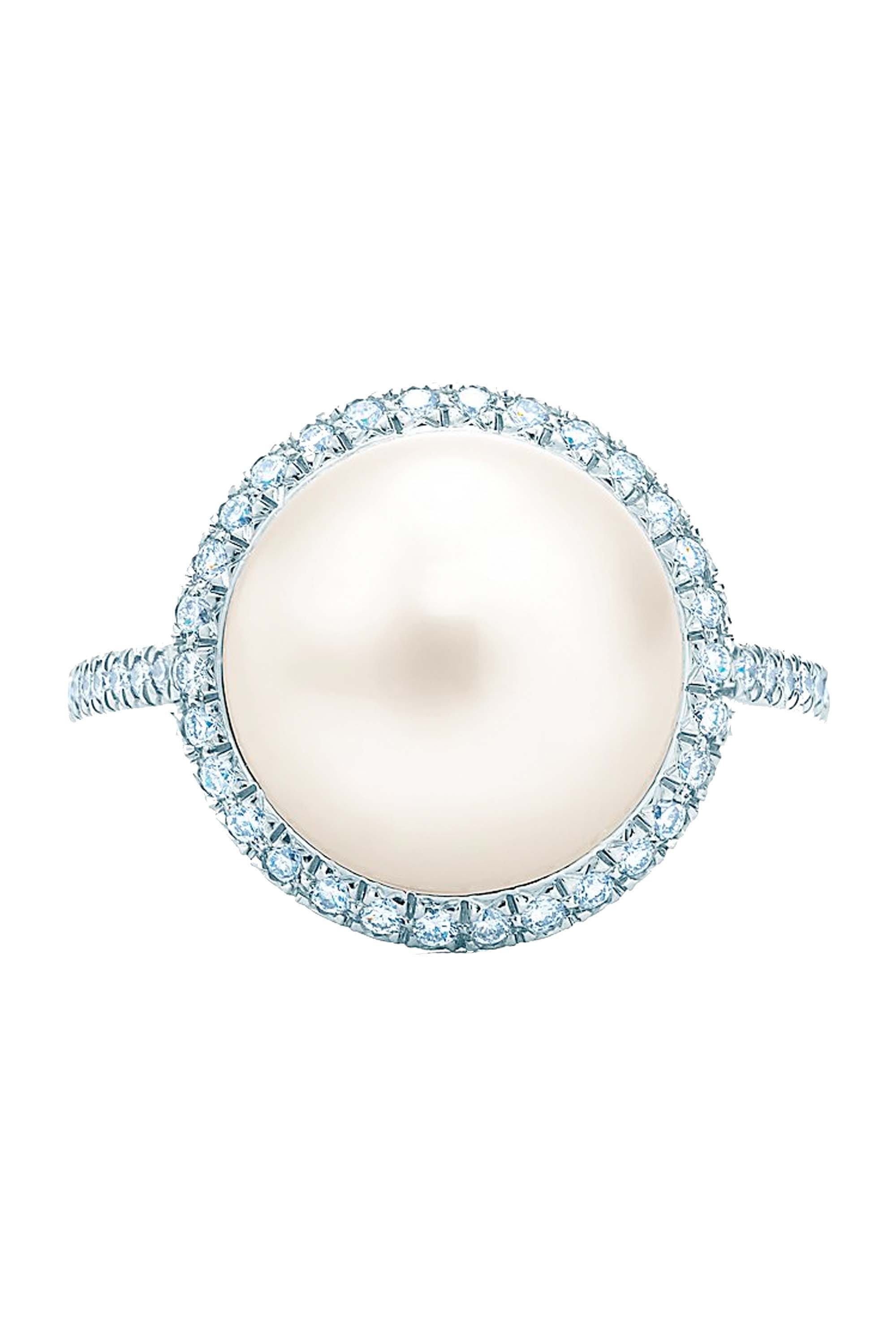 Pearl engagement deals rings tiffany