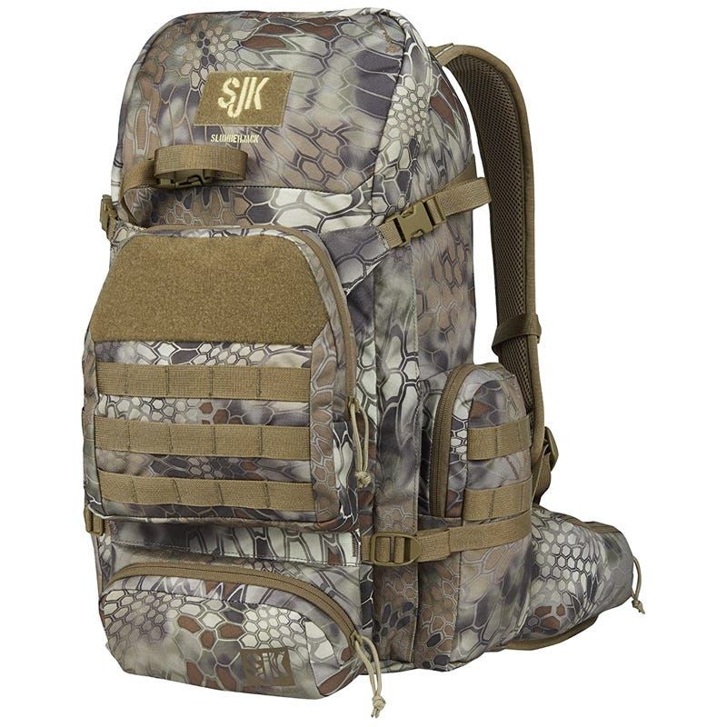 Tan Tactical Hunting Backpack with Bow Rifle Holder Gun Carry Archery Day Pack 