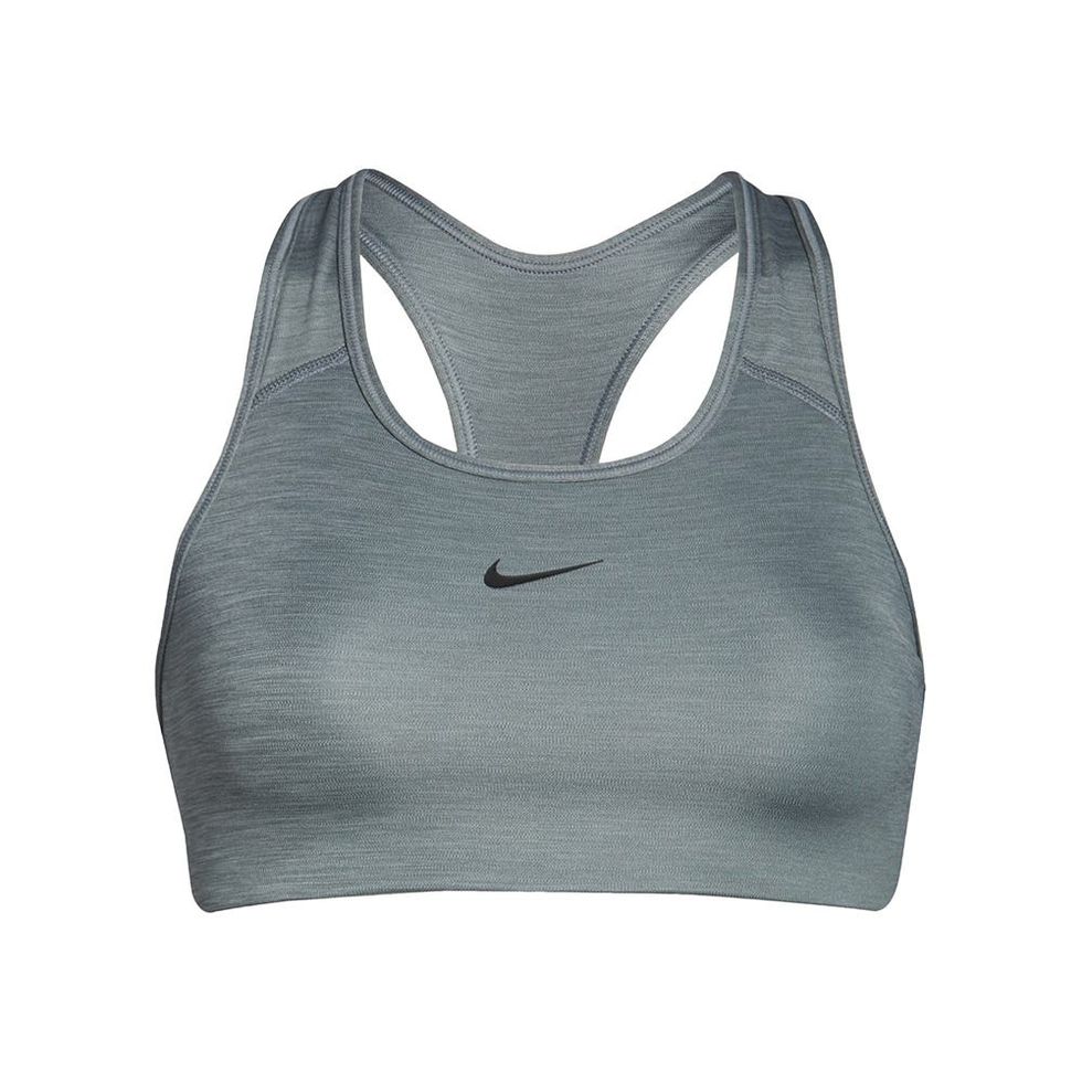 Womens Nike Swoosh All Over Print Low-Impact Grey Bra 