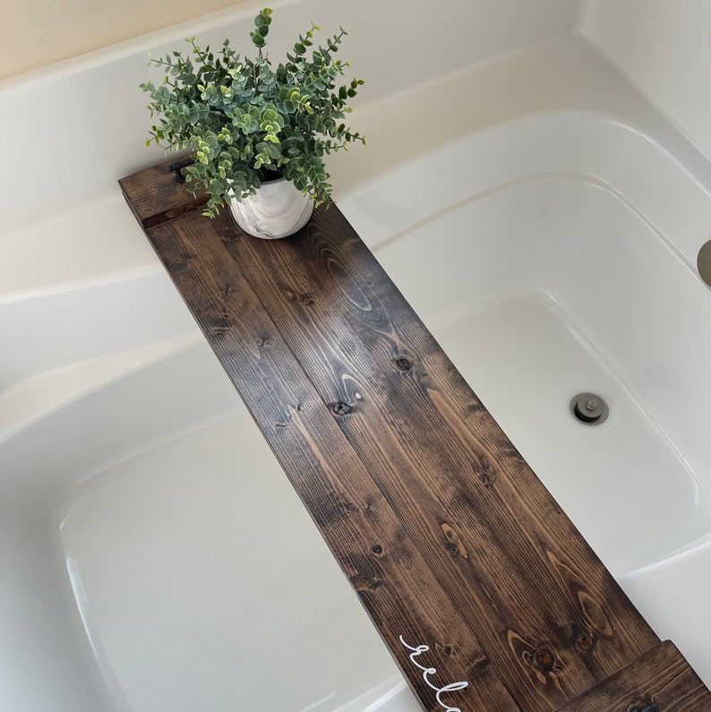 Rustic Wood Bath Tray, Bathtub Caddy