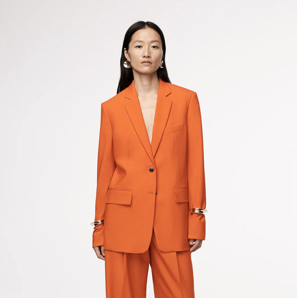 Sexy Orange Women Suits Vintage Shawl Lapel Loose Blazer Wide Legs Pants  Custom Made Streetwear Casual Jacket - Pant Suits - AliExpress