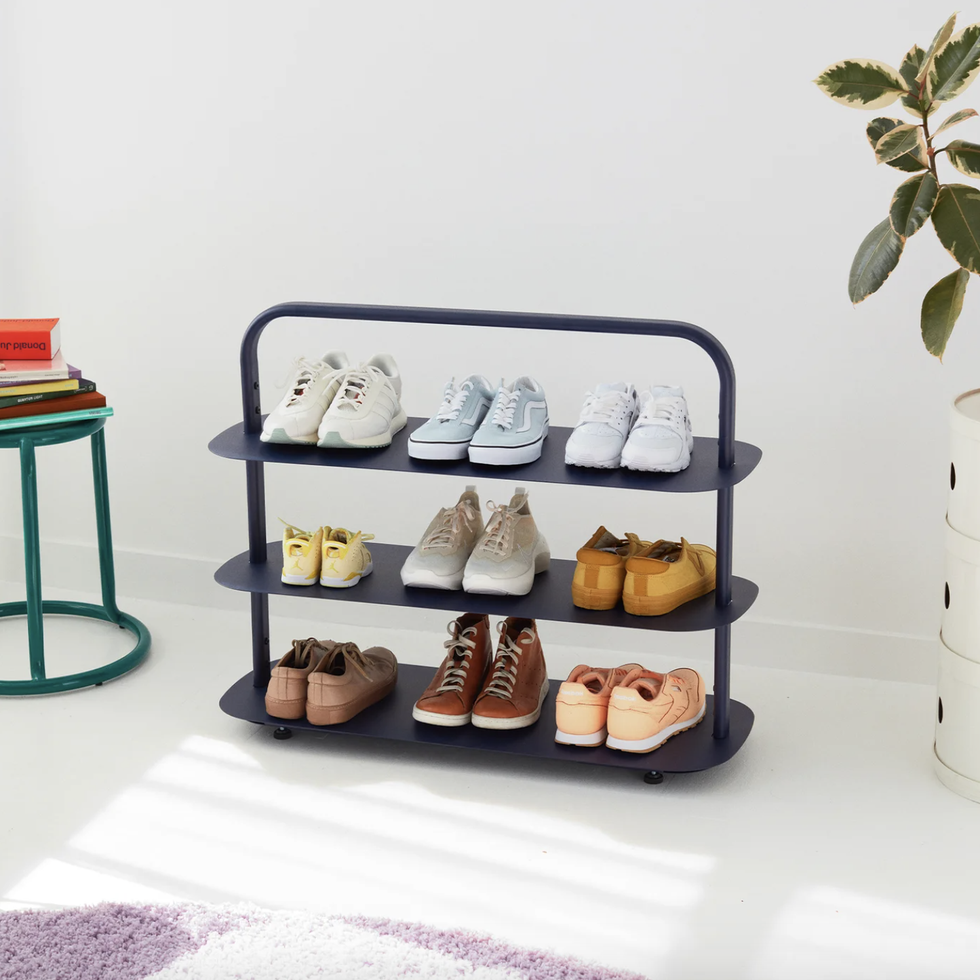 Shoe Bench, Modern Industrial Shoe Rack, Sturdy Shoe Organizer