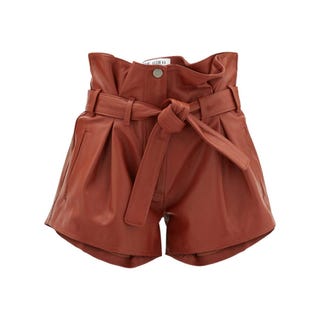 Pleated Leather Shorts