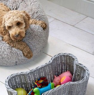 Dog Toy Box Personalized Dog Toy Storage, Dog Paw, Pet Furniture