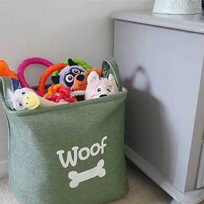 Personalized Dog Toy Basket, Canvas Storage Bag, Dog Toy Storage