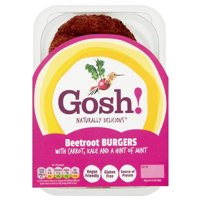 GOSH! Beetroot Burgers with Carrot, Kale and a Hint of Mint, 2pk