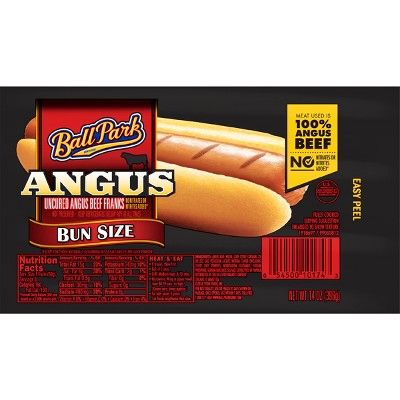 Ball Park Hot Dogs Angus Beef Bun Size