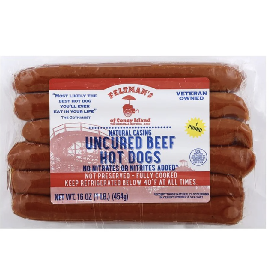 Feltman's Natural Casing Uncured Beef Hot Dogs