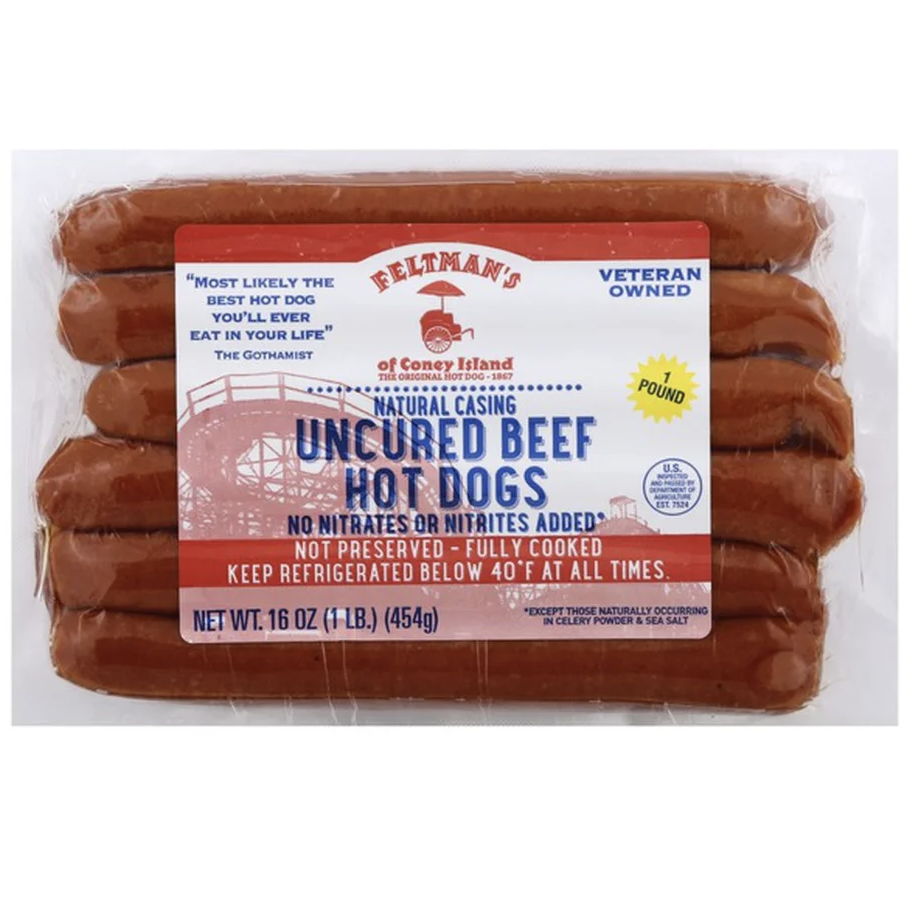 Feltman's Natural Casing Uncured Beef Hot Dogs