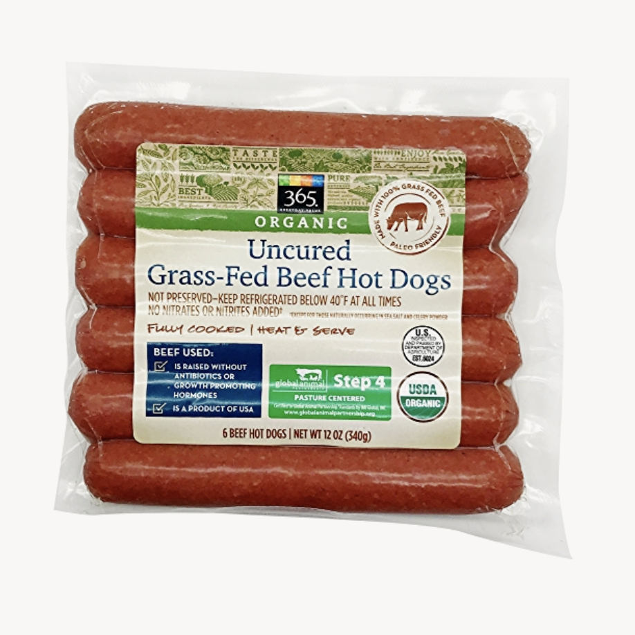 365 Uncured Grass-Fed Beef Hot Dogs