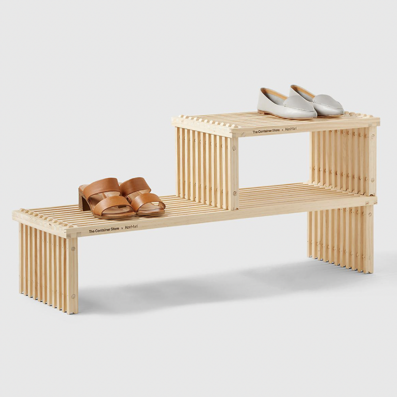 Natural Stacking Wood Shoe Shelf