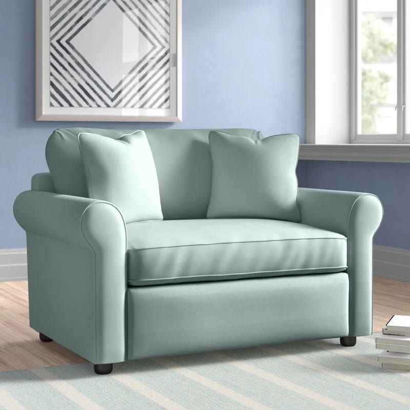 A&D Home Boston Velvet Convertible Chair, Blue 