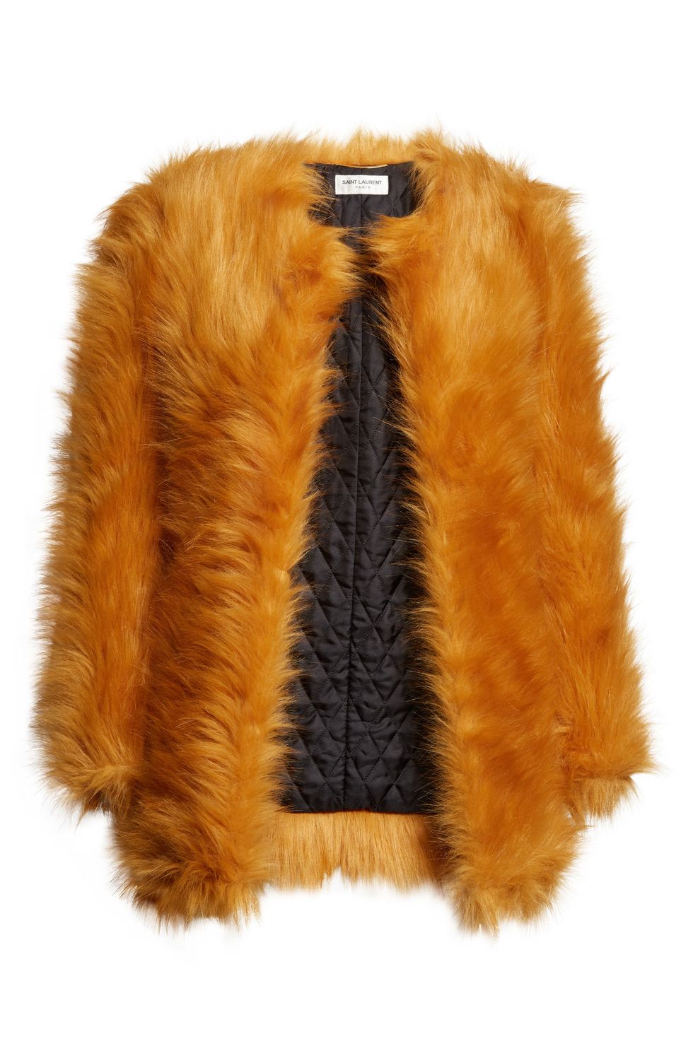 Saint Laurent Faux Fur Coat in 6550 Orange