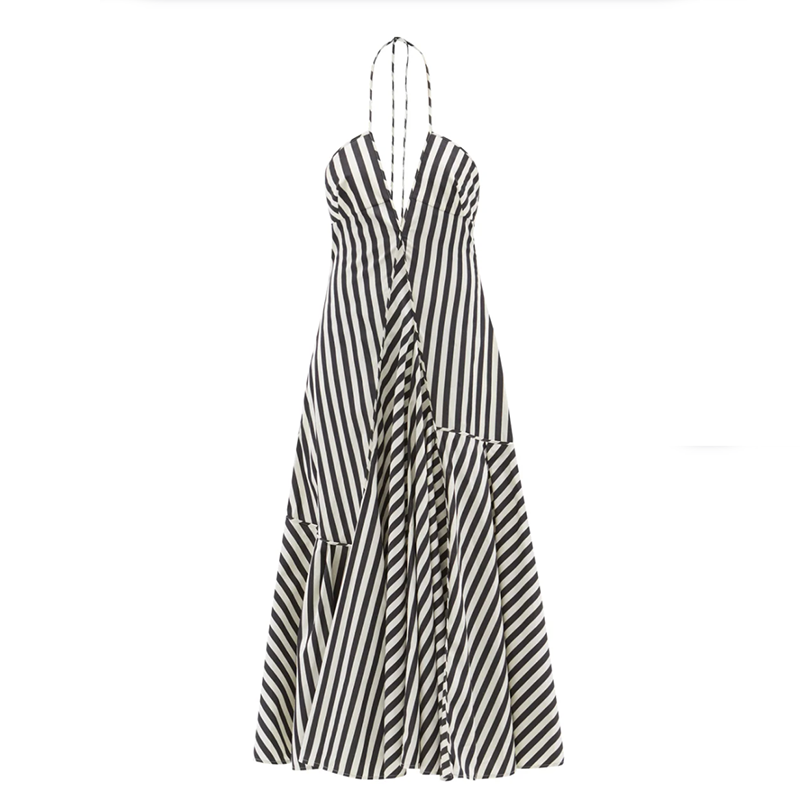 Striped Cotton Midi Dress