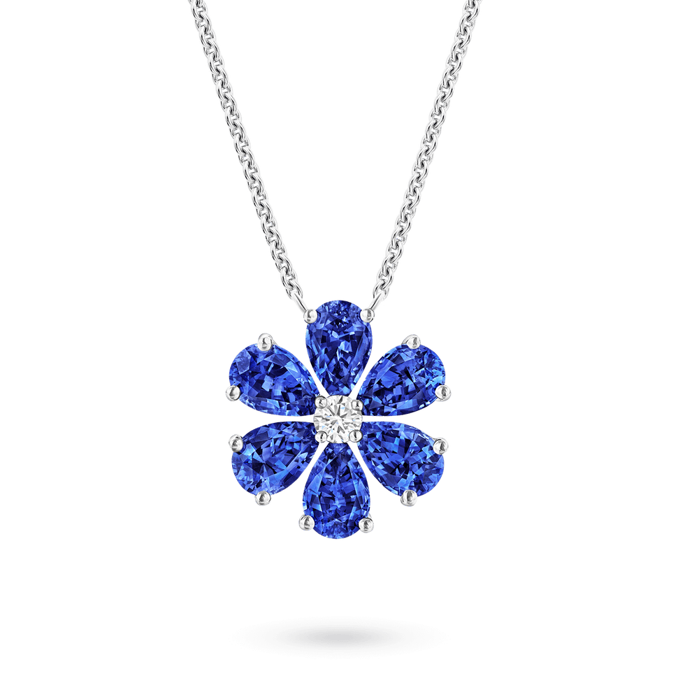 Forget-Me-Not Sapphire and Diamond Pendant