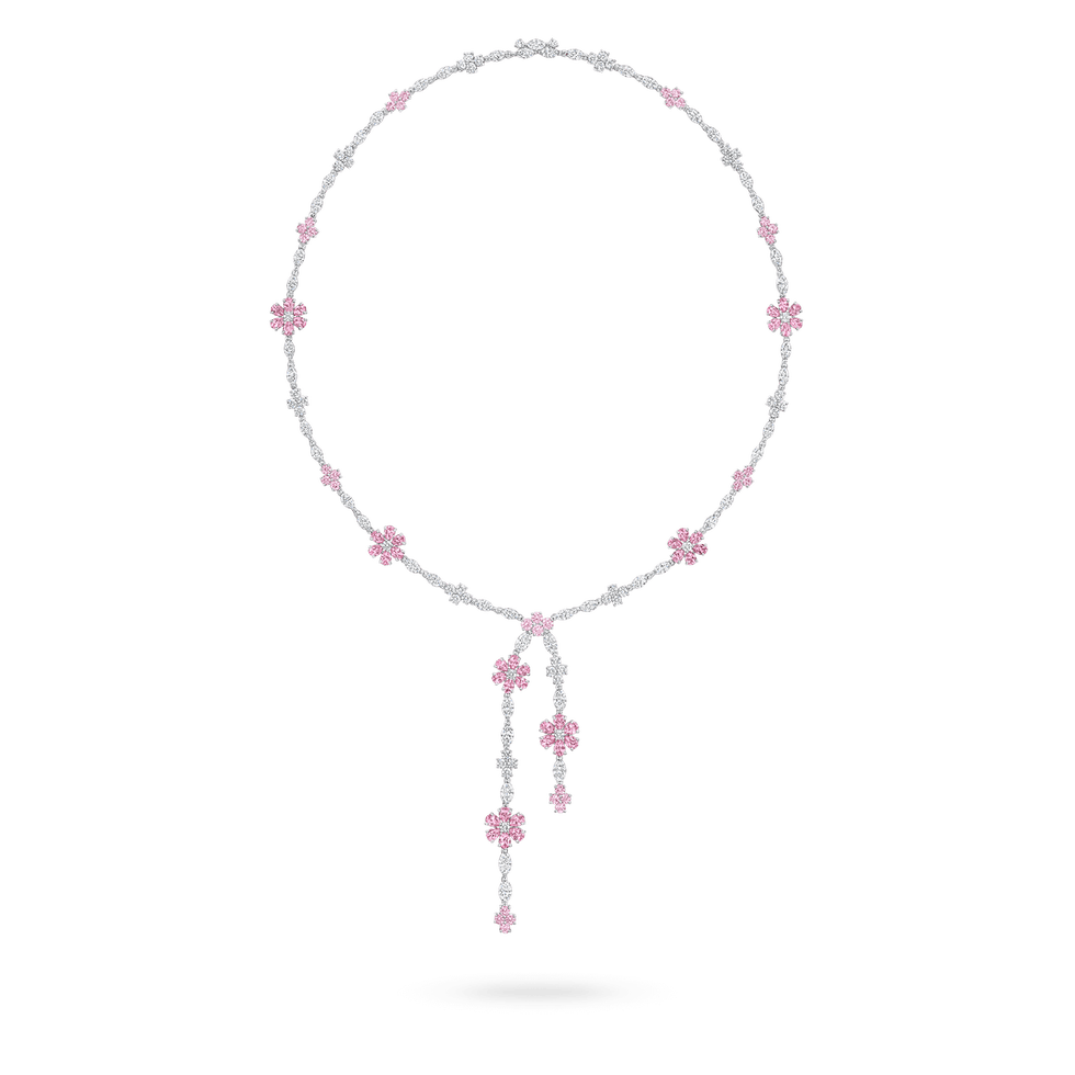 Forget-Me-Not Pink Sapphire and Diamond Lariat Necklace