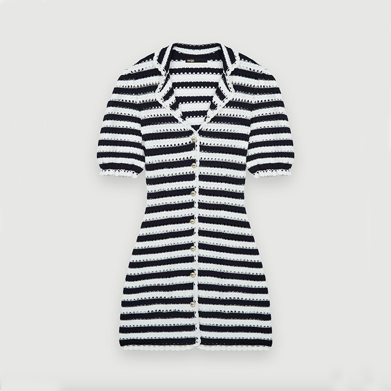 Striped Crochet Effect Dress
