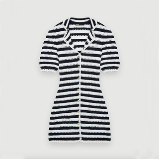 Striped Crochet Effect Dress