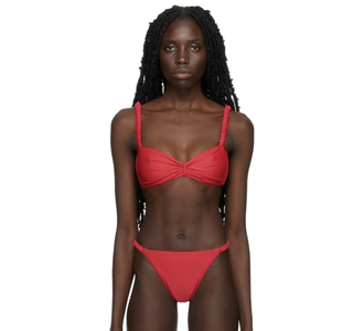 Red Matte Ruch Bikini