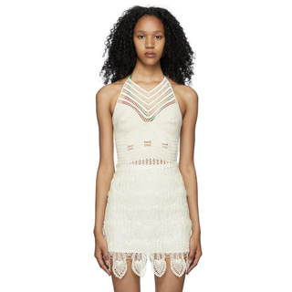 Beige Paula's Ibiza Crochet Mini Dress