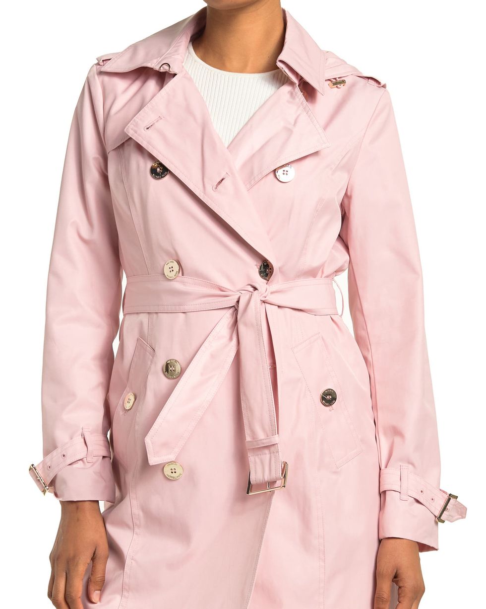 Hooded Double-Breasted Belted Trench Coat