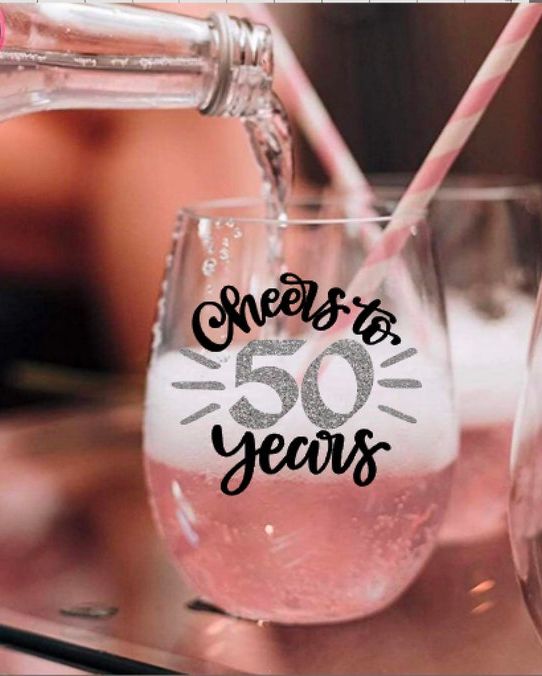 "Cheers to 50 Years" Wine Glasses