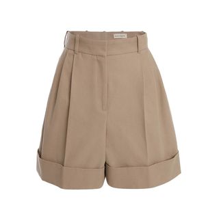 Panama Double Pleated Cotton Shorts 