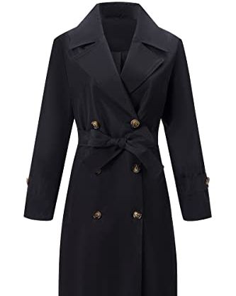 Double-Breasted Black Trench Coat