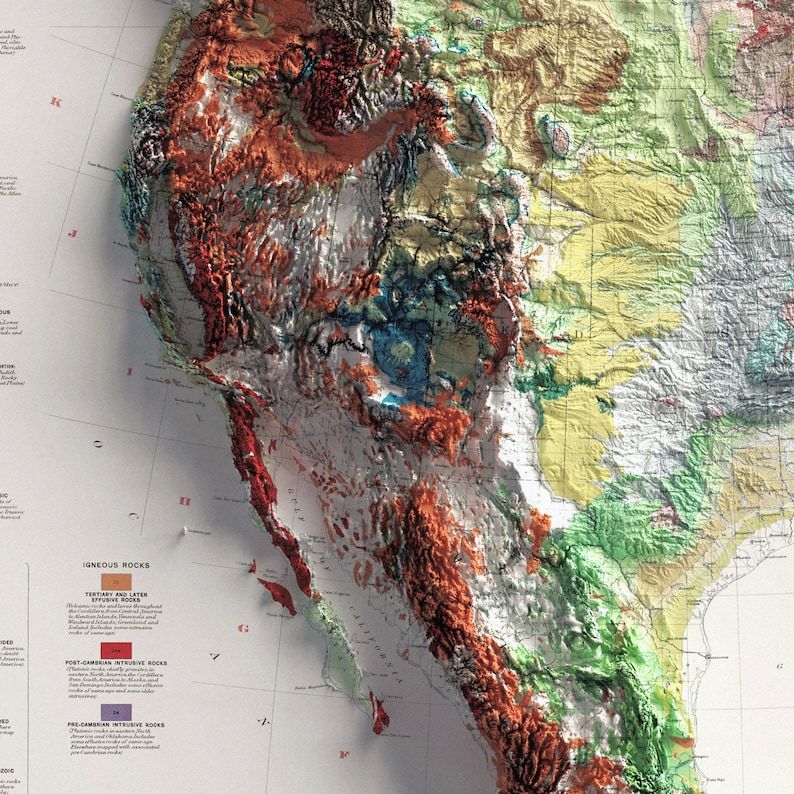 North America Geologic Map 2D Giclée Print