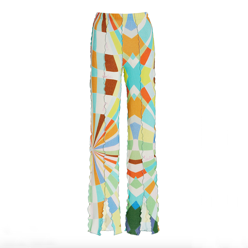 Mult Kaleidescope-Print Jersey Slim-Leg Pants