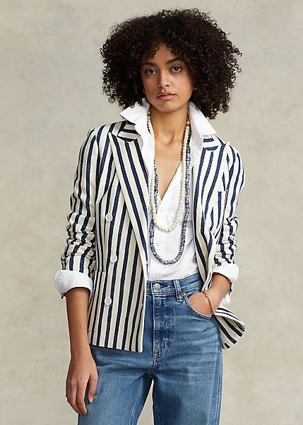 Striped Double-Breasted Blazer